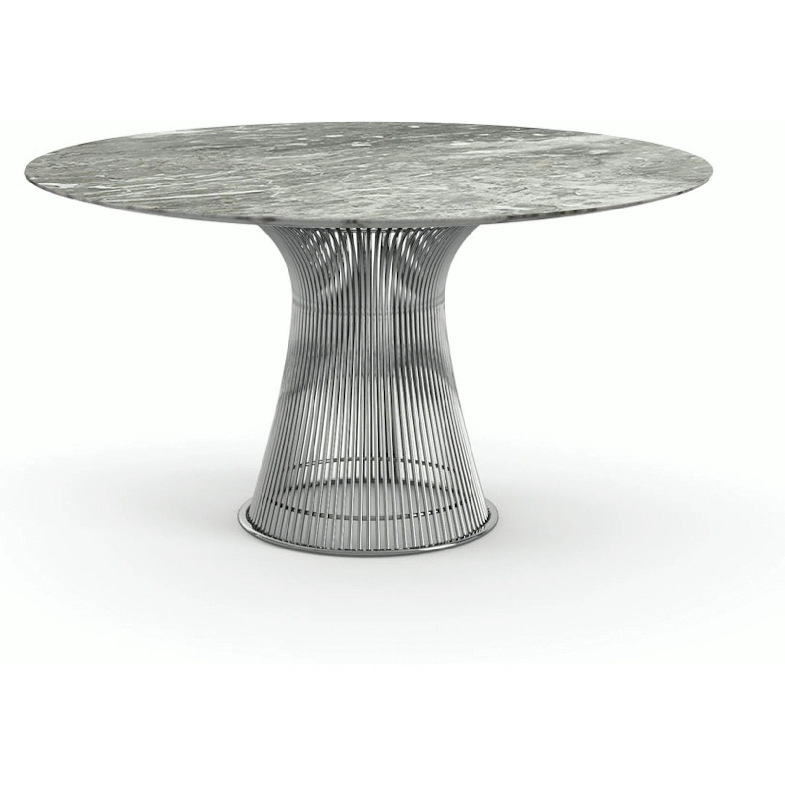 Platner Dining Table - 54 Inch Dining Tables Knoll Polished Nickel Grey marble, Satin finish