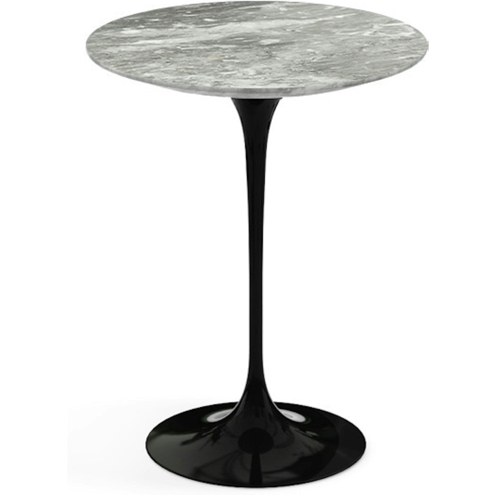 Saarinen Side Table - 16" Round side/end table Knoll Black Grey marble, Satin finish