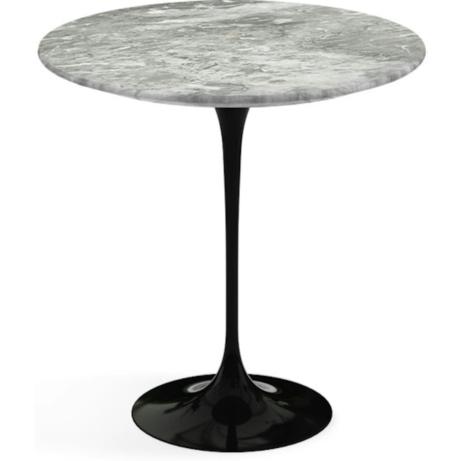 Saarinen Side Table - 20” Round side/end table Knoll Black Grey marble, Satin finish