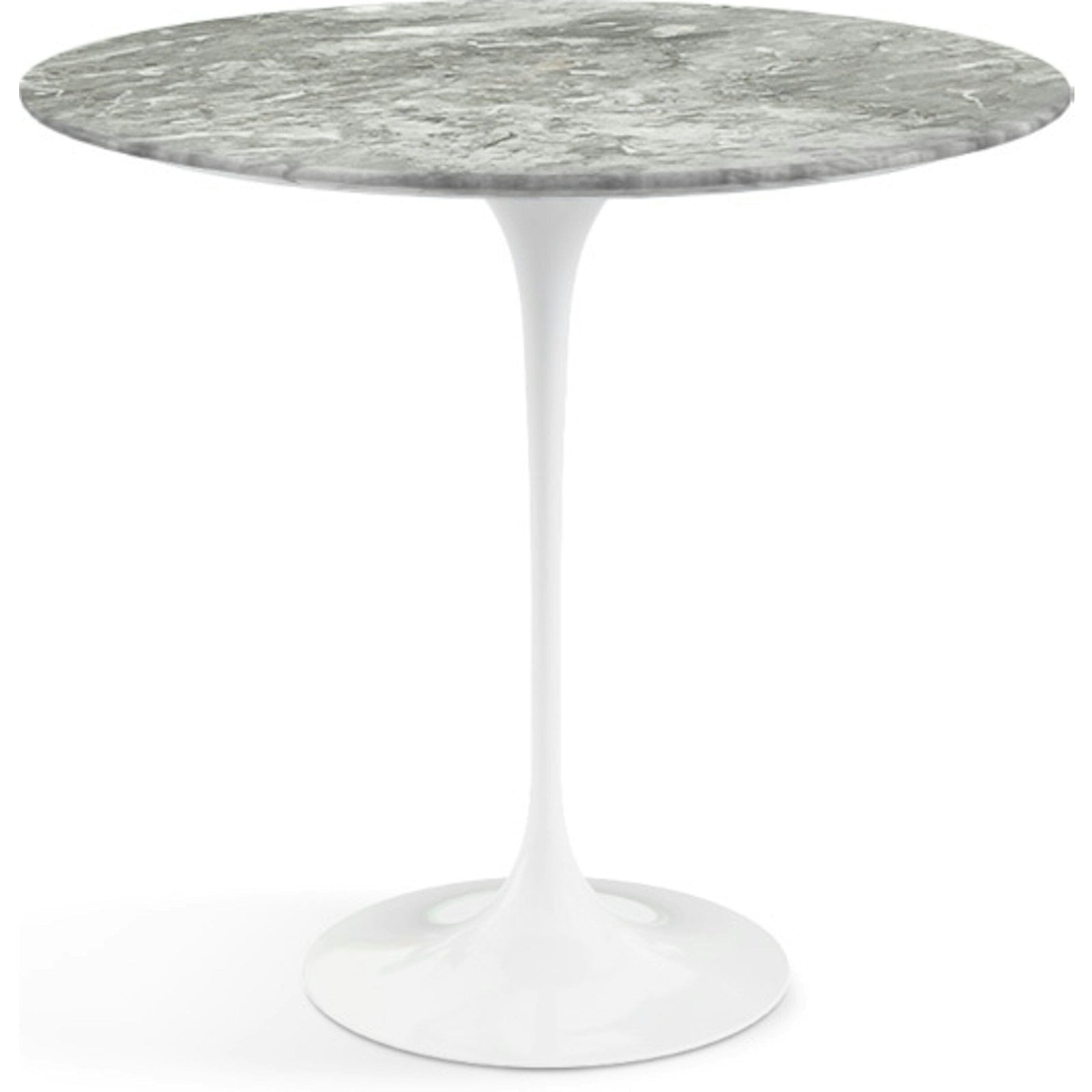 Saarinen Side Table - 22” Oval side/end table Knoll White Grey marble, Satin finish