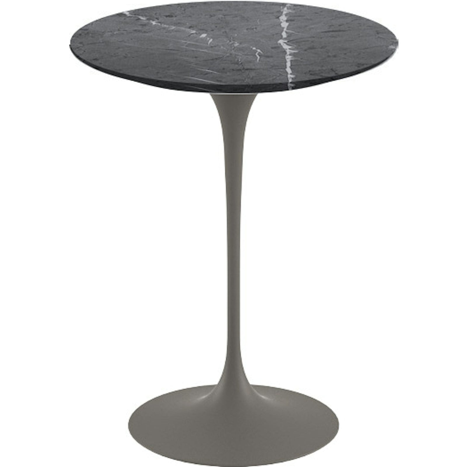 Saarinen Side Table - 16" Round side/end table Knoll Grey Grigio Marquina marble, Satin finish