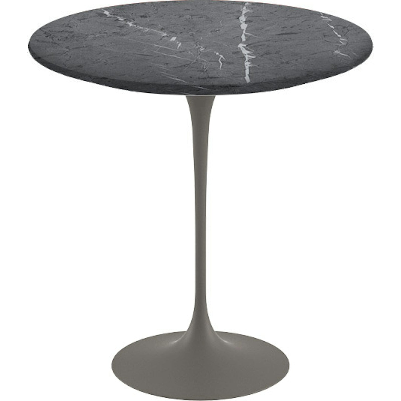Saarinen Side Table - 20” Round side/end table Knoll Grey Grigio Marquina marble, Satin finish