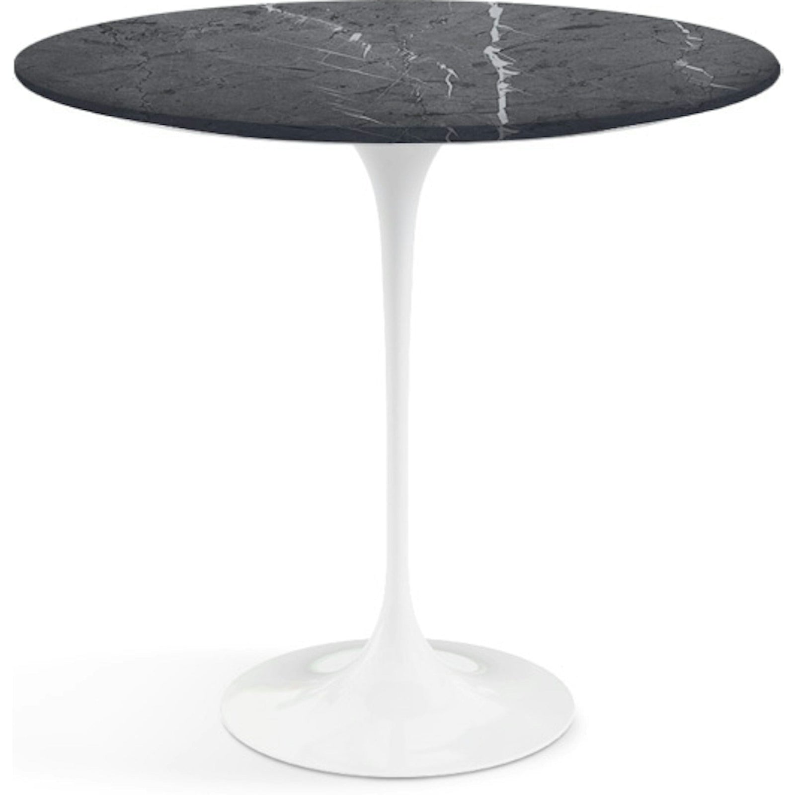Saarinen Side Table - 22” Oval side/end table Knoll White Grigio Marquina marble, Satin finish