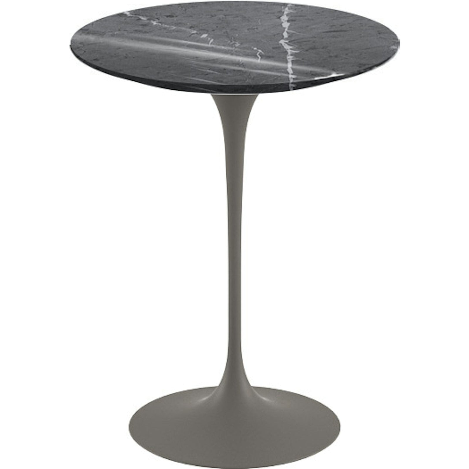 Saarinen Side Table - 16" Round side/end table Knoll Grey Grigio Marquina marble, Shiny finish