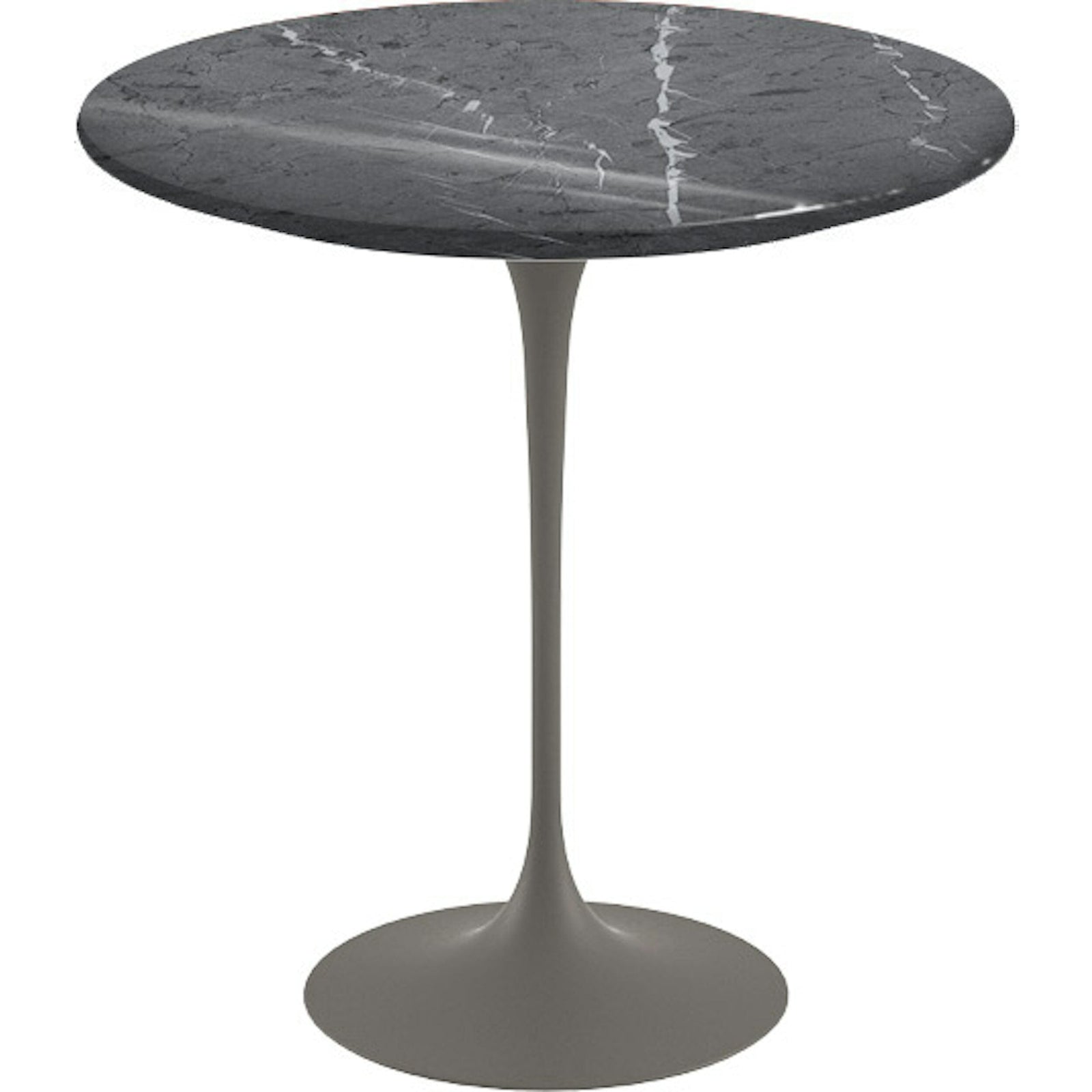 Saarinen Side Table - 20” Round side/end table Knoll Grey Grigio Marquina marble, Shiny finish