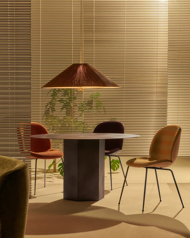 Bat Conic Base Dining Chair - Front Upholstered Chairs Gubi