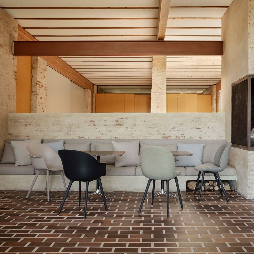 Bat Dining Chair - Front Upholstered with Plastic Base Chairs Gubi