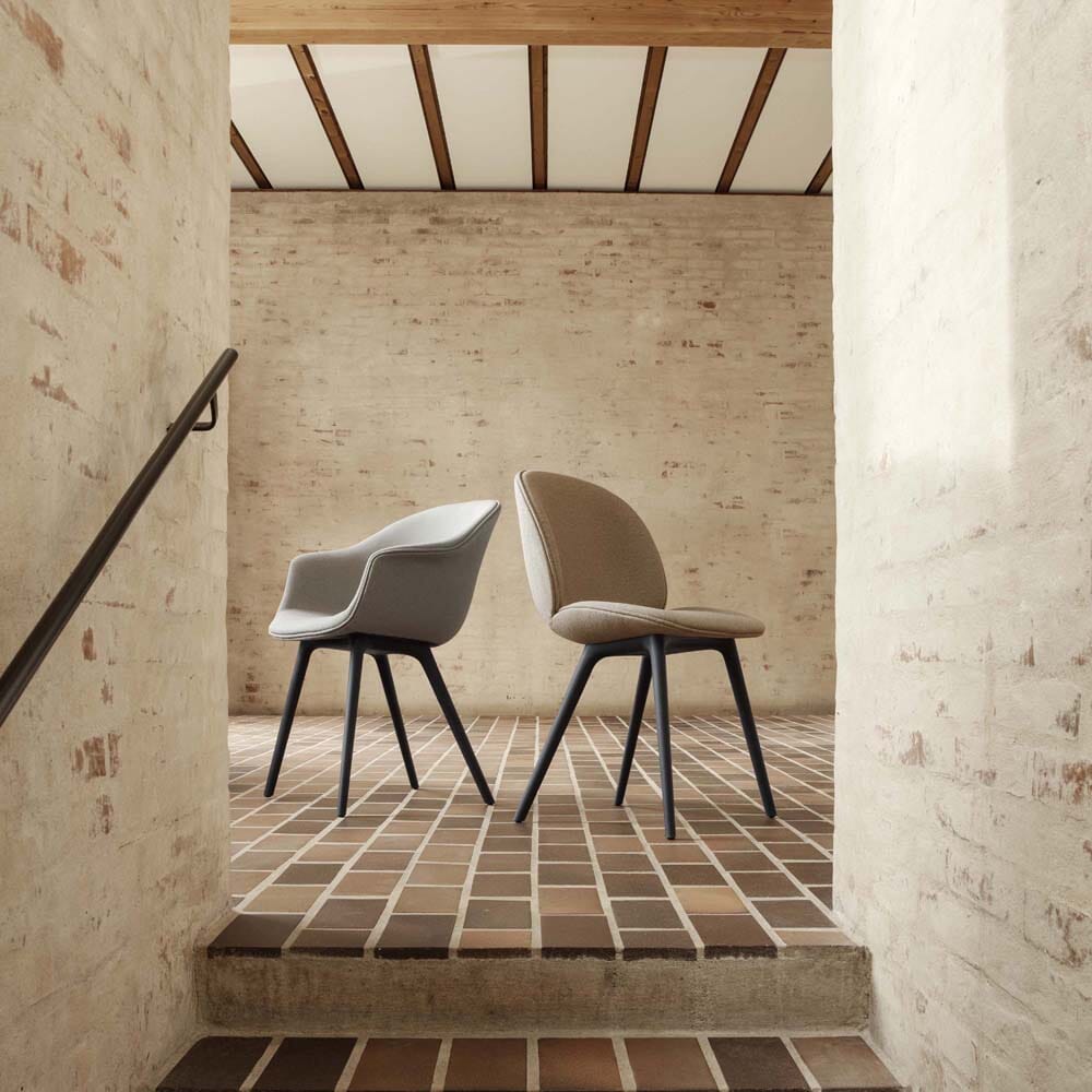 Bat Dining Chair - Fully Upholstered with Plastic Base Chairs Gubi