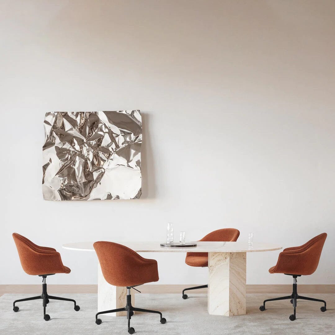 Bat Meeting Chair 4-Star Base with Castors - Height Adjustable - Fully Upholstered Chairs Gubi