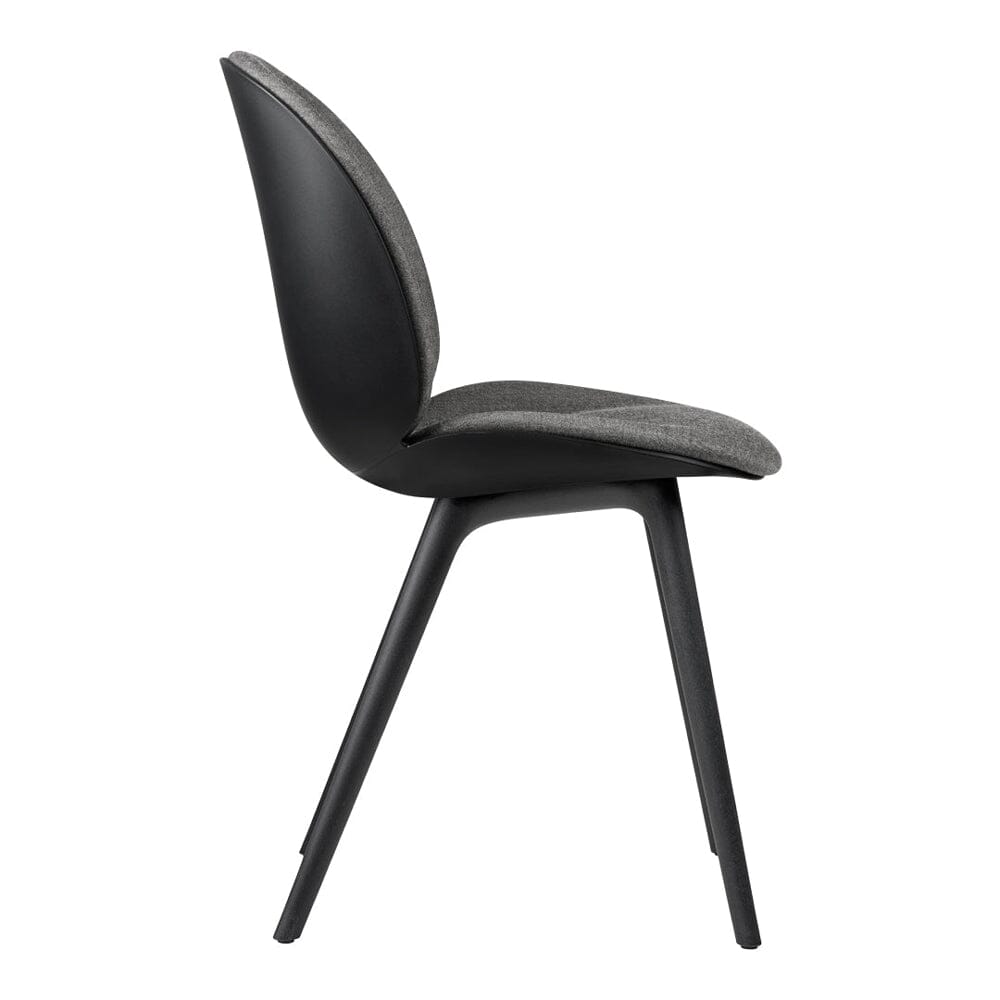 Beetle Black Plastic Base Dining Chair - Front Upholstered Chairs Gubi