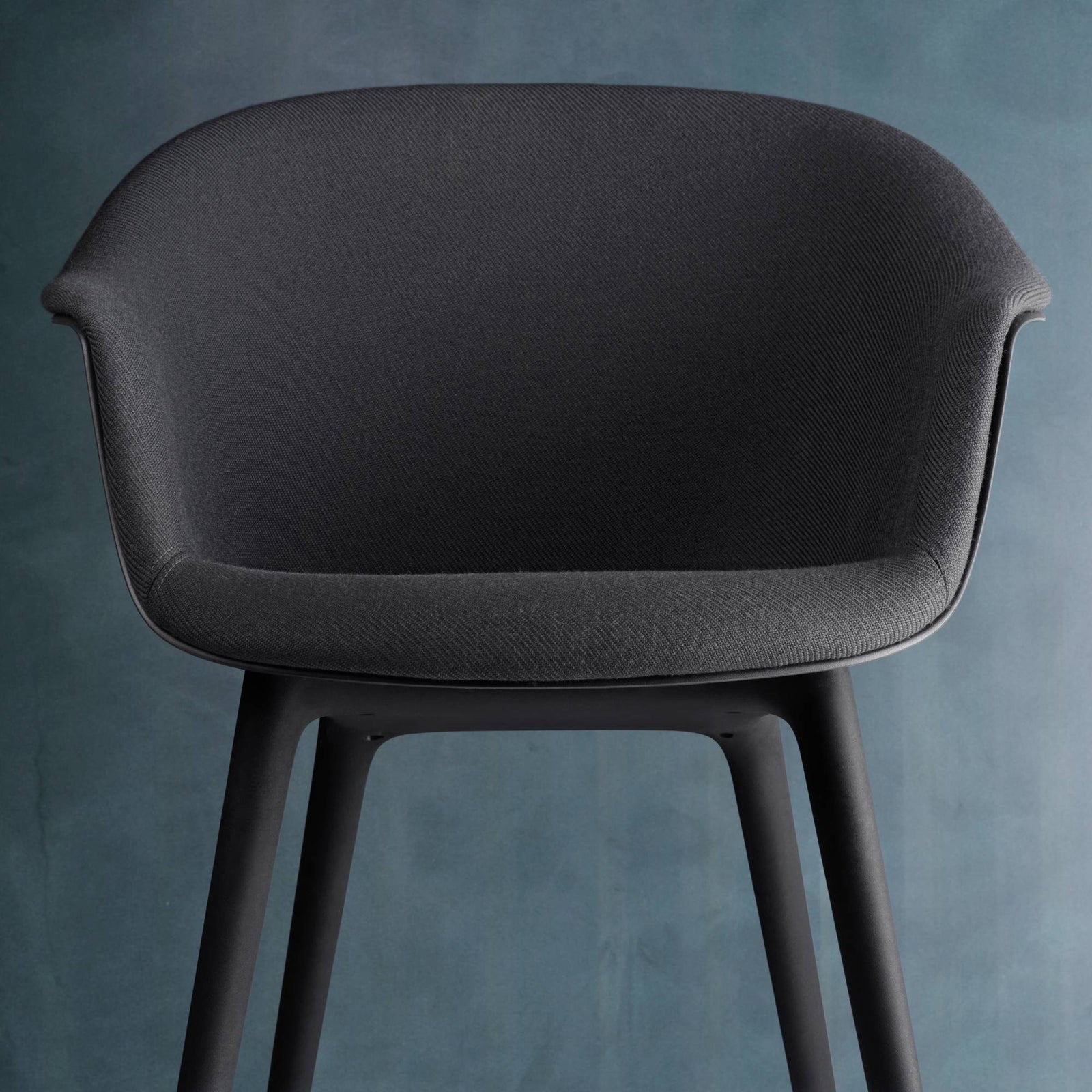Beetle Black Plastic Base Dining Chair - Front Upholstered Chairs Gubi