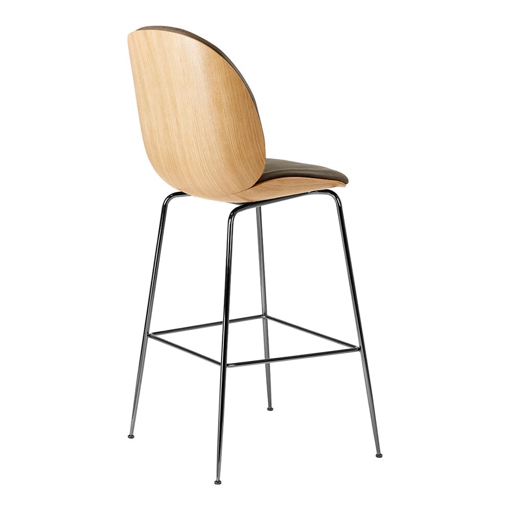 Beetle Counter/Bar Chair - Veneer Shell - Front Upholstered Chairs Gubi