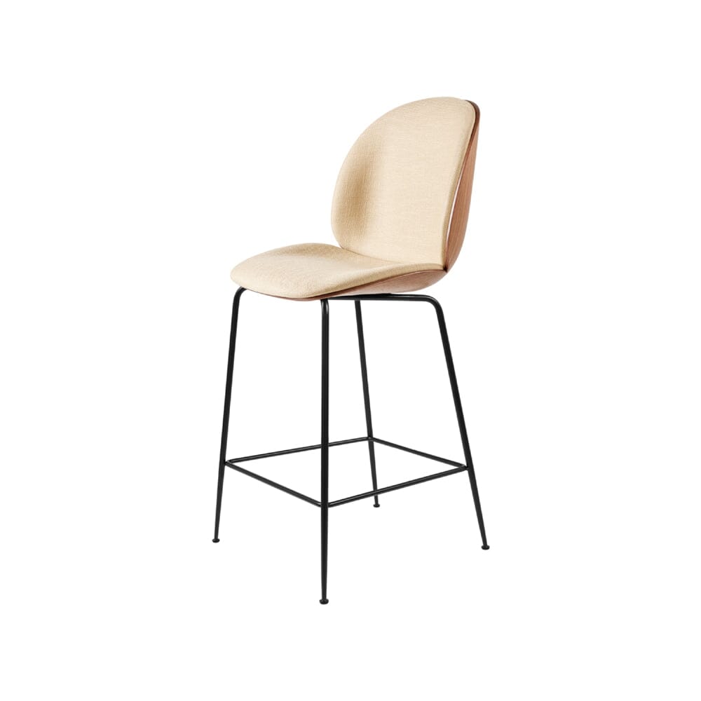 Beetle Counter/Bar Chair - Veneer Shell - Front Upholstered Chairs Gubi