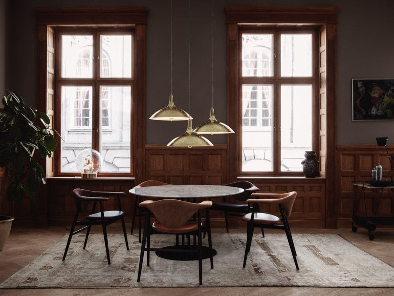 Masculo Dining Chair - Wood Base Dining Chair Gubi