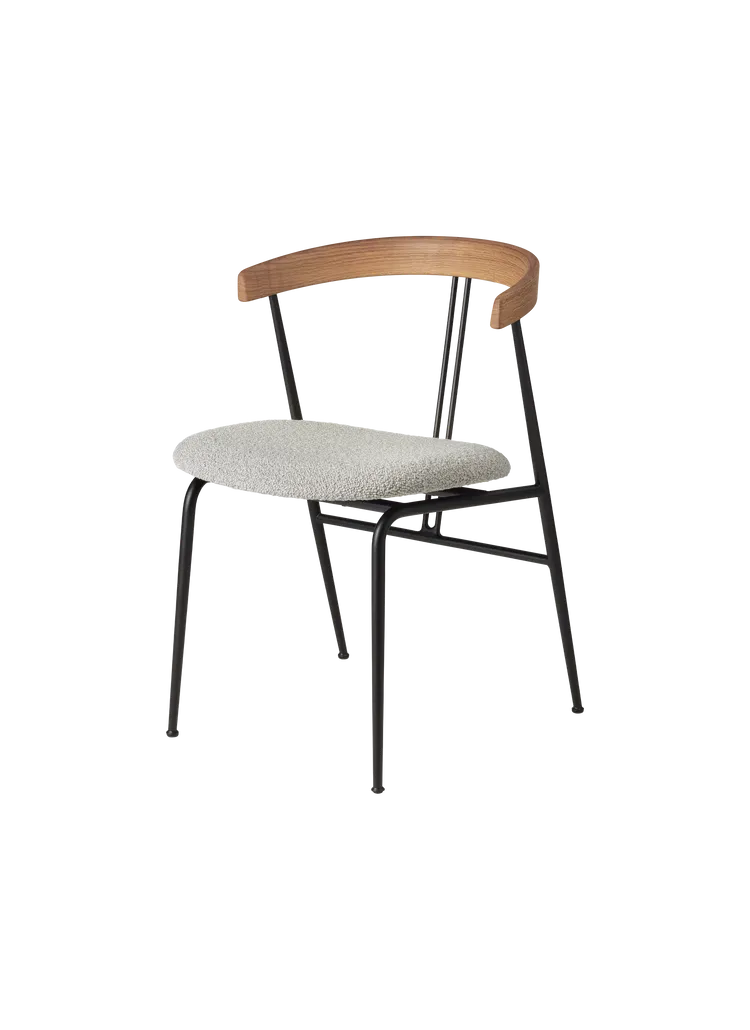 Violin Dining Chair With Wood Backrest - Seat Upholstered Chairs Gubi