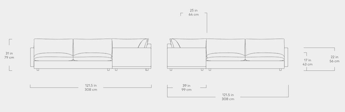 Sola Bi-Sectional Sofa Gus Modern