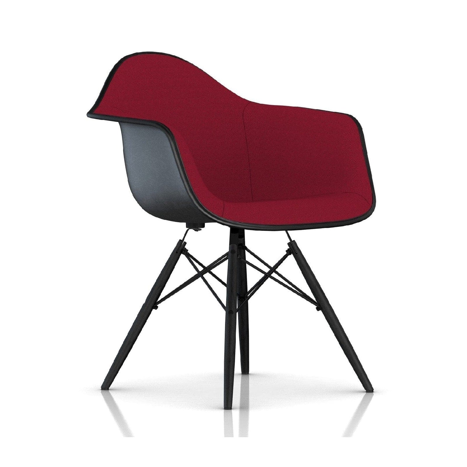 Eames Molded Fiberglass Upholstered Armchair with Wood Dowel Base Side/Dining herman miller