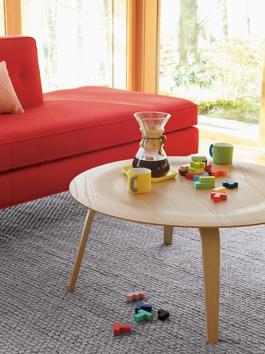 Eames Molded Plywood Coffee Table with Wood Base Coffee Tables herman miller