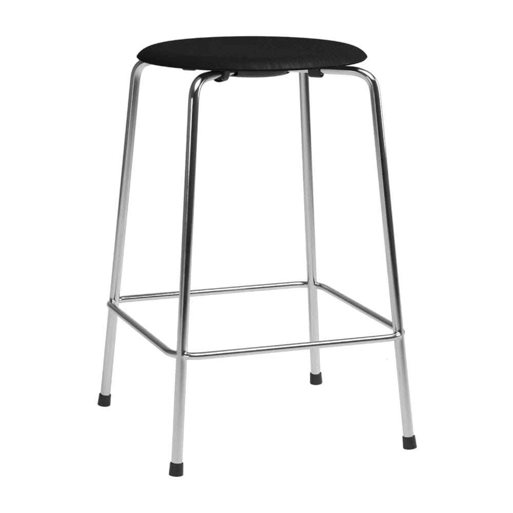 High Dot Counter Stool - 4 Legs Stools Fritz Hansen Black coloured ash & Chromed base