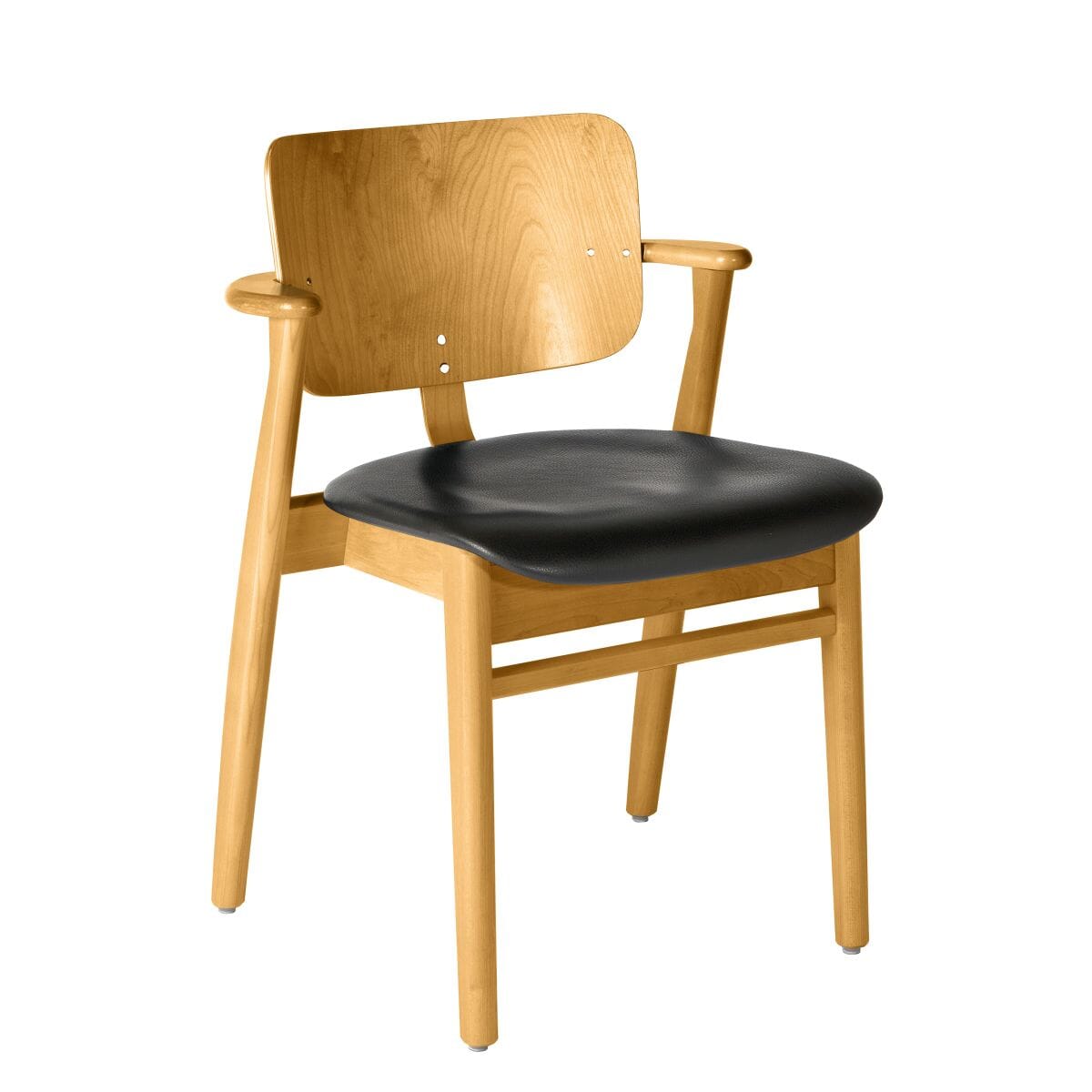 Domus Chair lounge chair Artek Honey Stained Birch Frame Finish / Black Leather Prestige Seat
