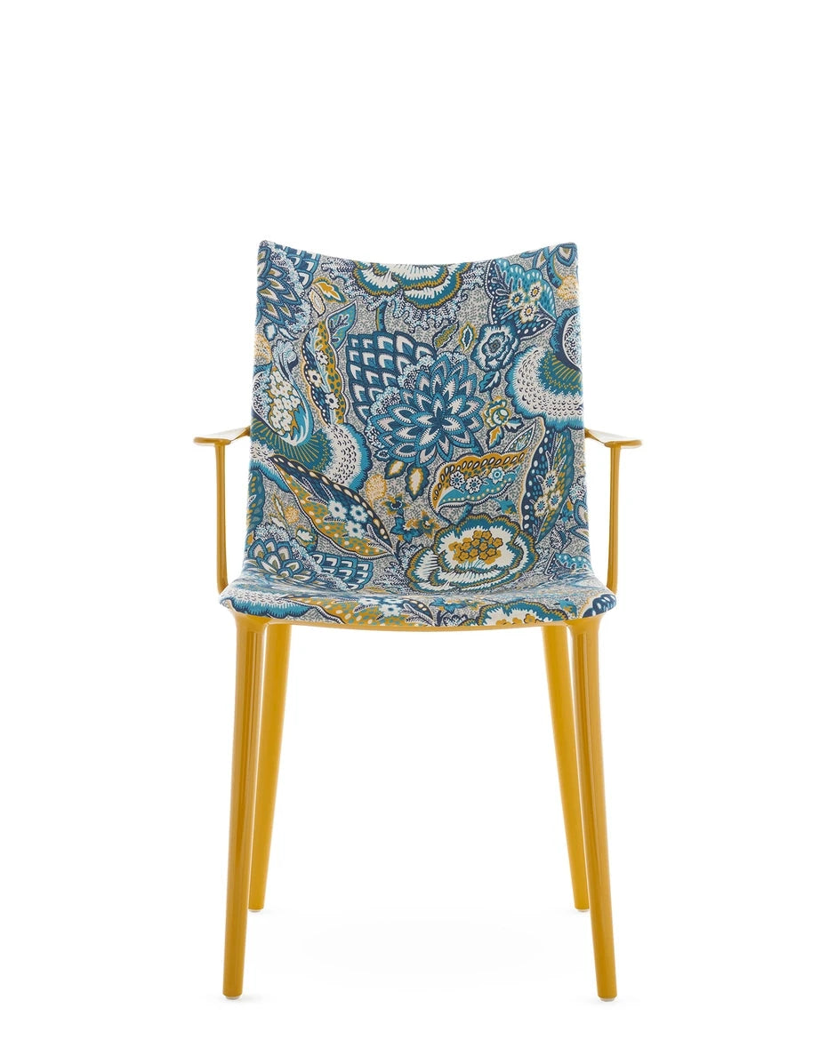 H.H.H. Chair Upholstered Armchair Kartell Patricia fabric - ink-ochre / mustard