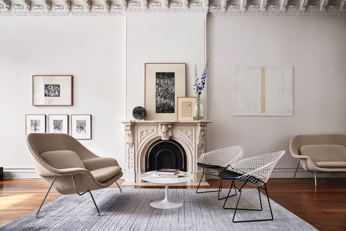 Bertoia Two-Tone Diamond Chair with Seat Cushion Side/Dining Knoll