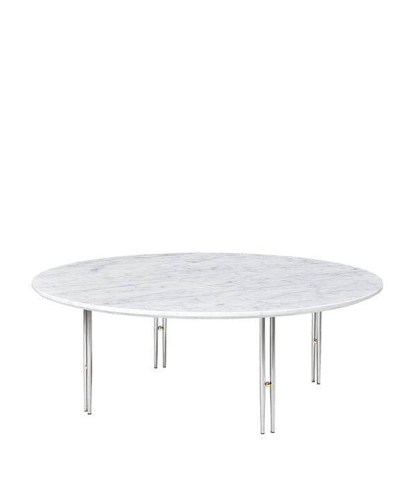 IOI Coffee Table Coffee Tables Gubi Large White Carrara Marble Chrome Base / Brass Sphere