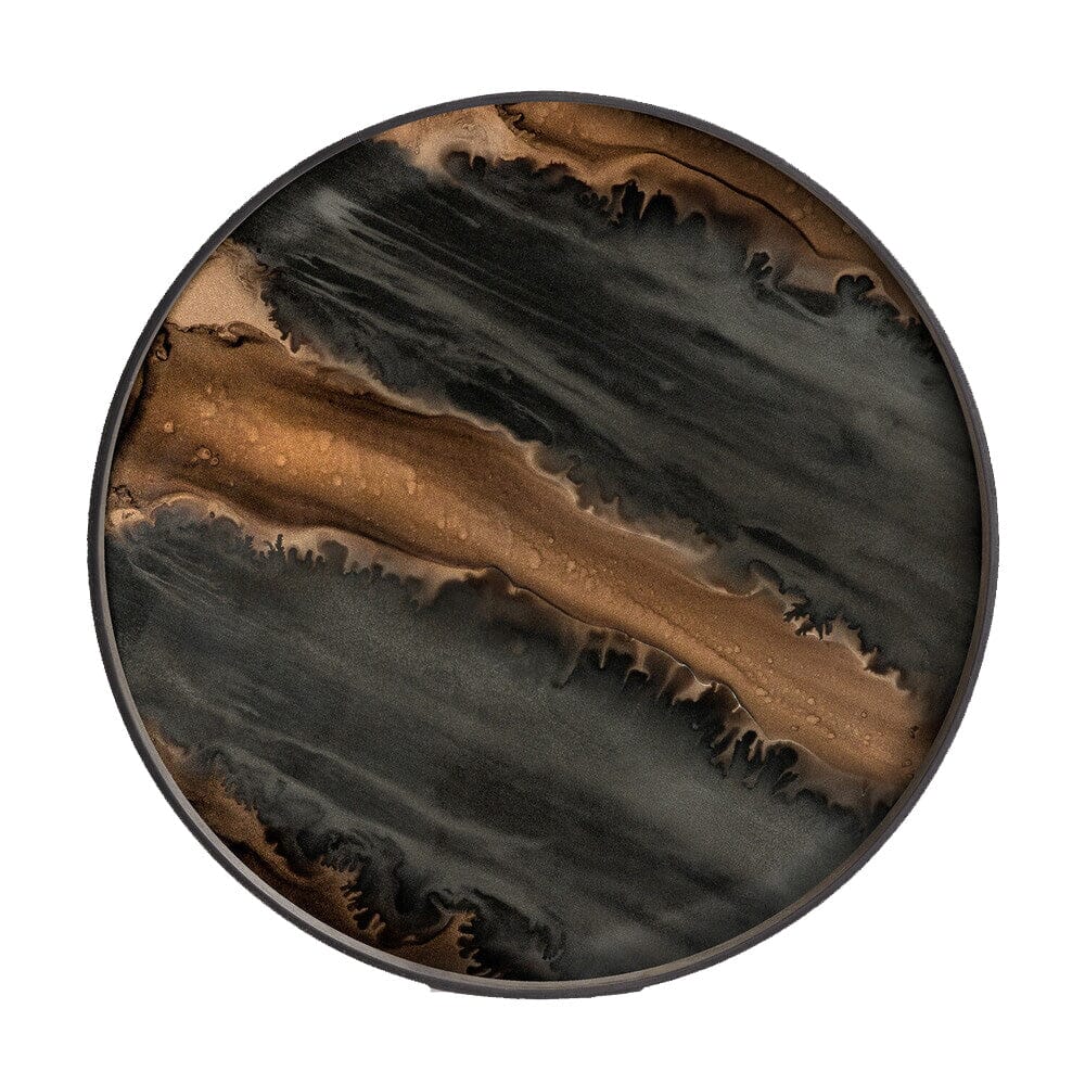 Large Round Bronze Organic Glass Tray Tray Ethnicraft