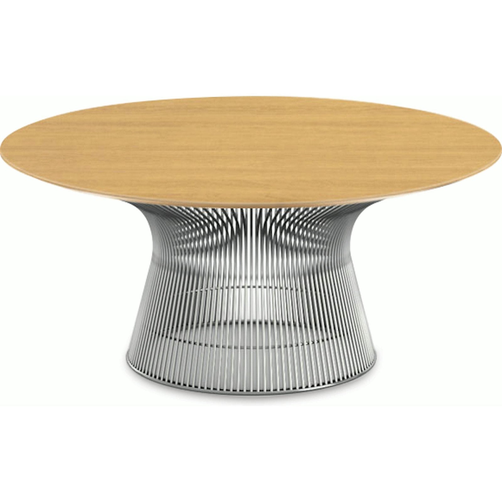 Platner Nickel 36" Coffee Table Coffee Tables Knoll Veneer Light Oak Top