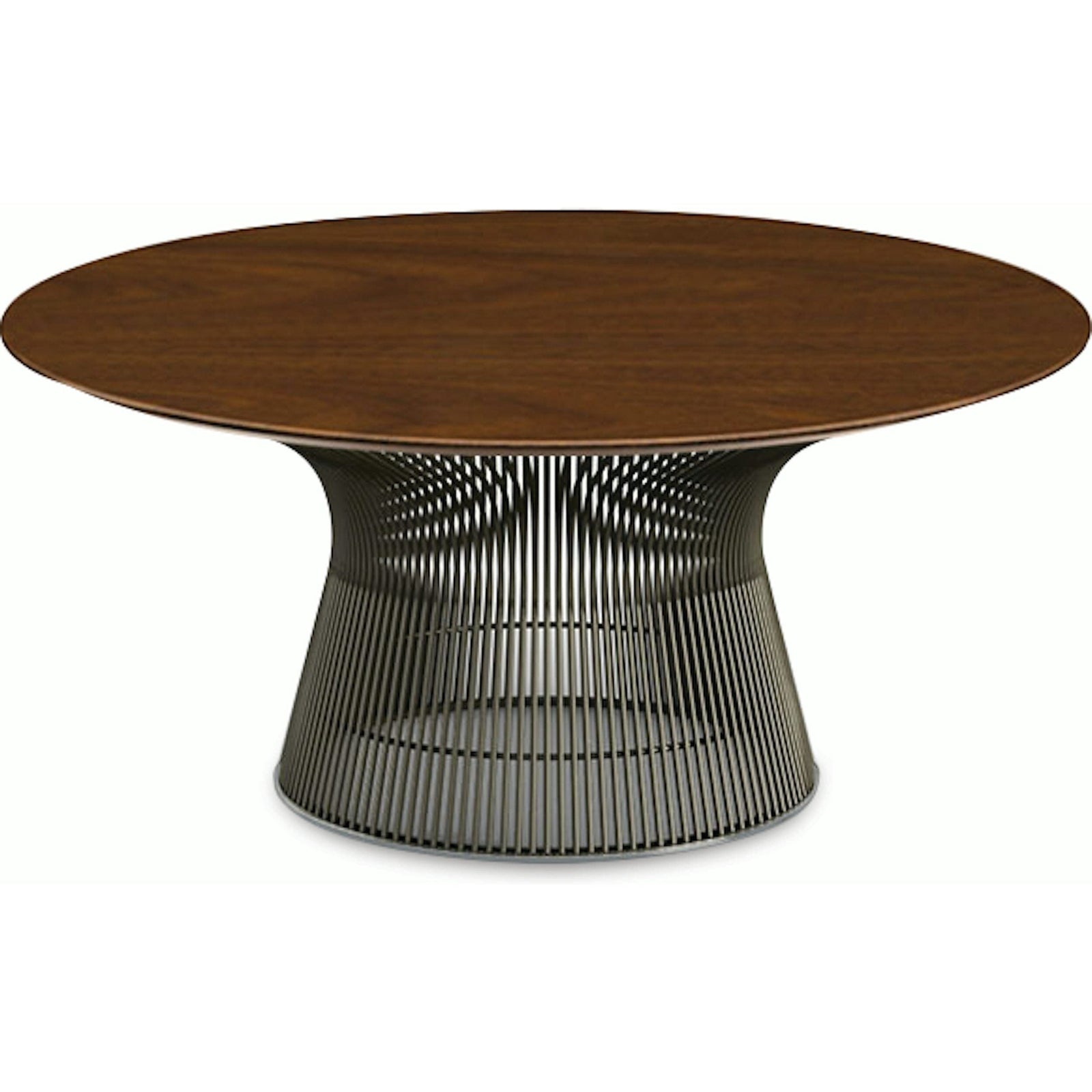 Platner Bronze 36" Coffee Table Coffee Tables Knoll Veneer Light Walnut Top