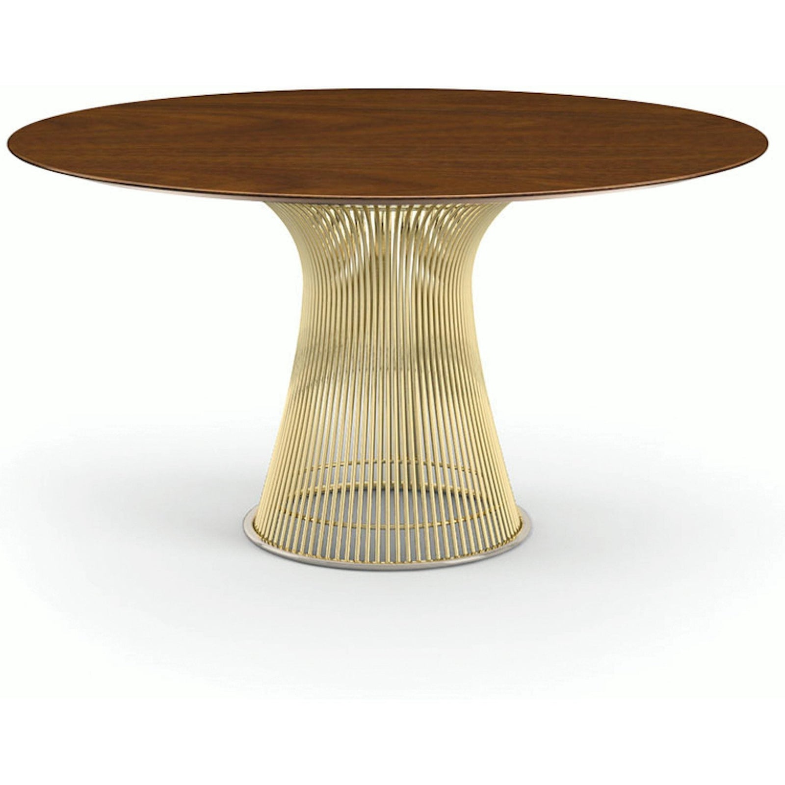 Platner Dining Table - 54 Inch Dining Tables Knoll 18K Gold Plated Light Walnut