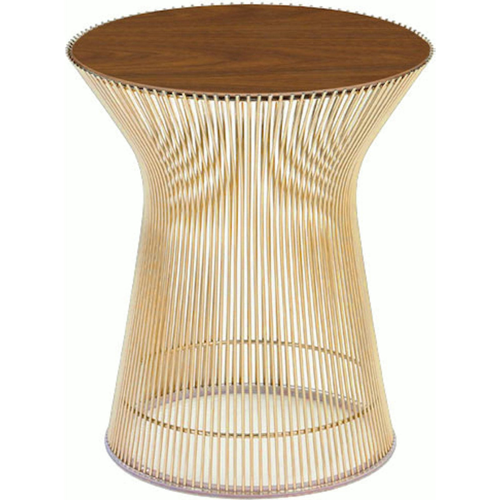 Platner Side Table - Gold side/end table Knoll 18K Gold plated Light Walnut