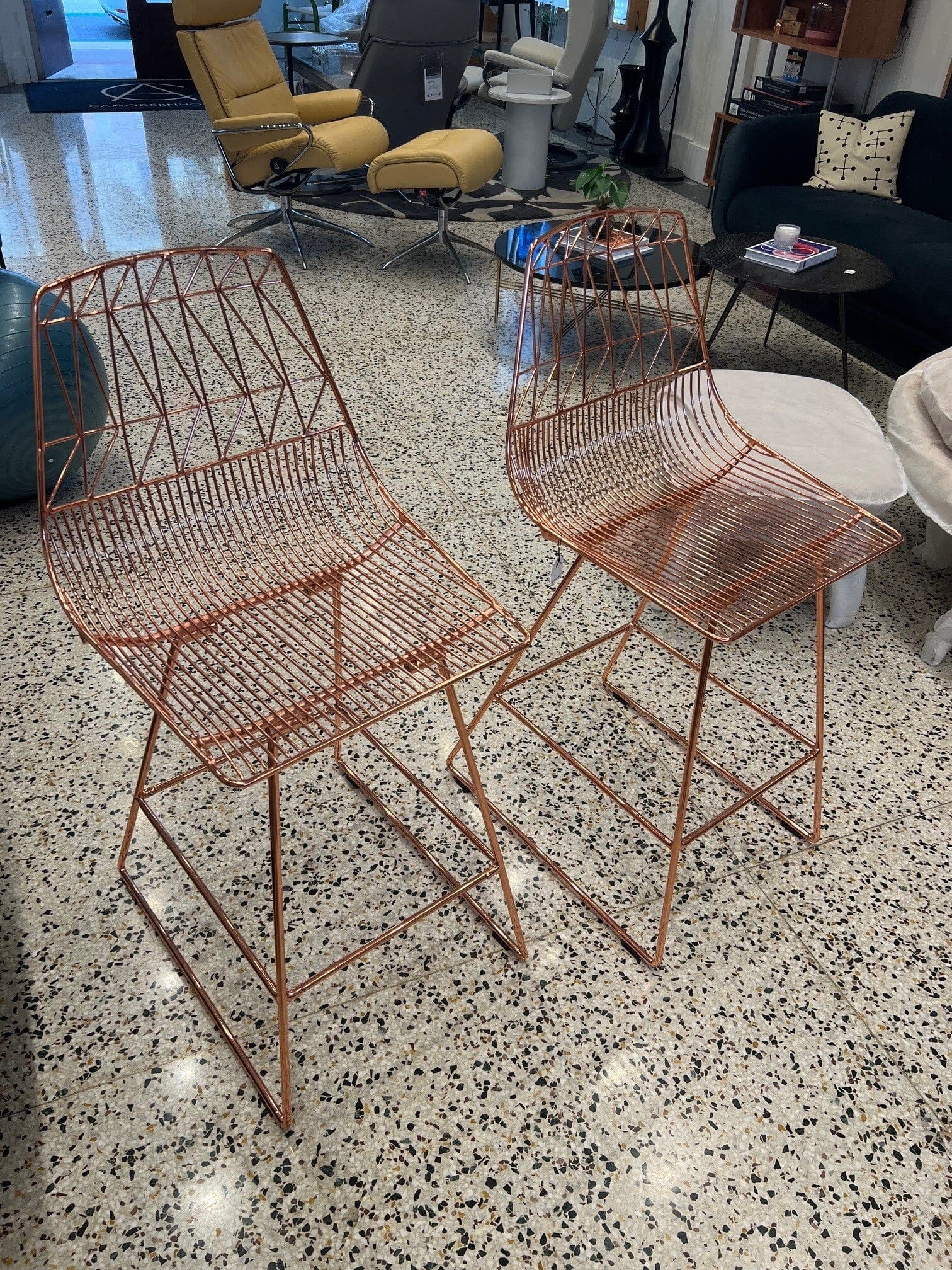 LUCY COUNTER STOOL Set of 2 ***Floor Sample*** Copper bar seating Bend Goods