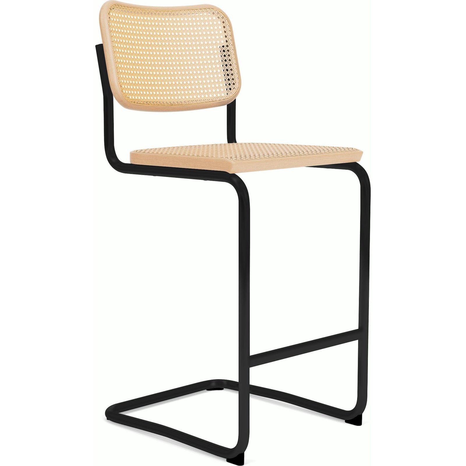 Cesca Stool–Cane Seat & Back Stools Knoll Bar Height Natural Beech Black