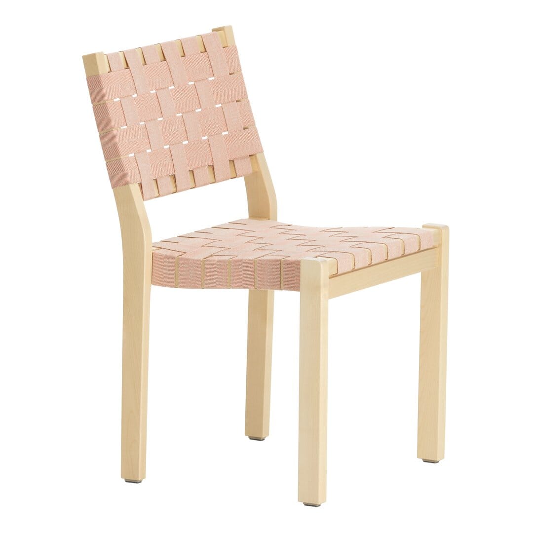 Chair 611 Chairs Artek Natural Lacquered / Natural-Red Webbing