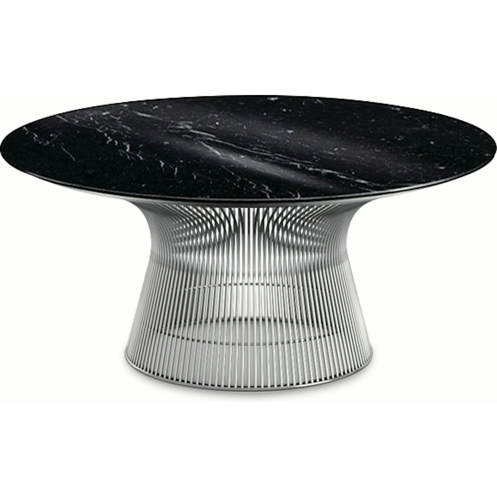 Platner Nickel 36" Coffee Table Coffee Tables Knoll Polished Finish Nero Marquina Marble Top: Black