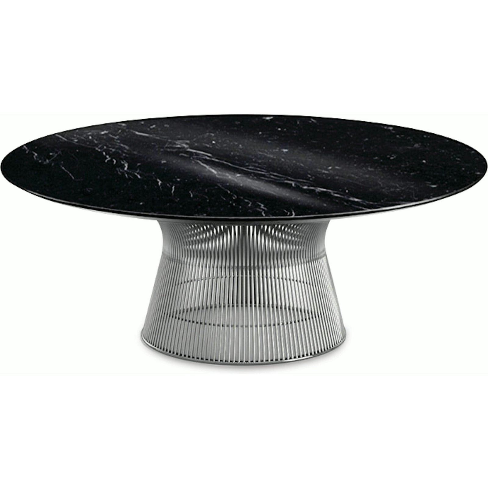 Platner Nickel 42" Coffee Table Coffee Tables Knoll Polished Finish Nero Marquina Marble Top: Black