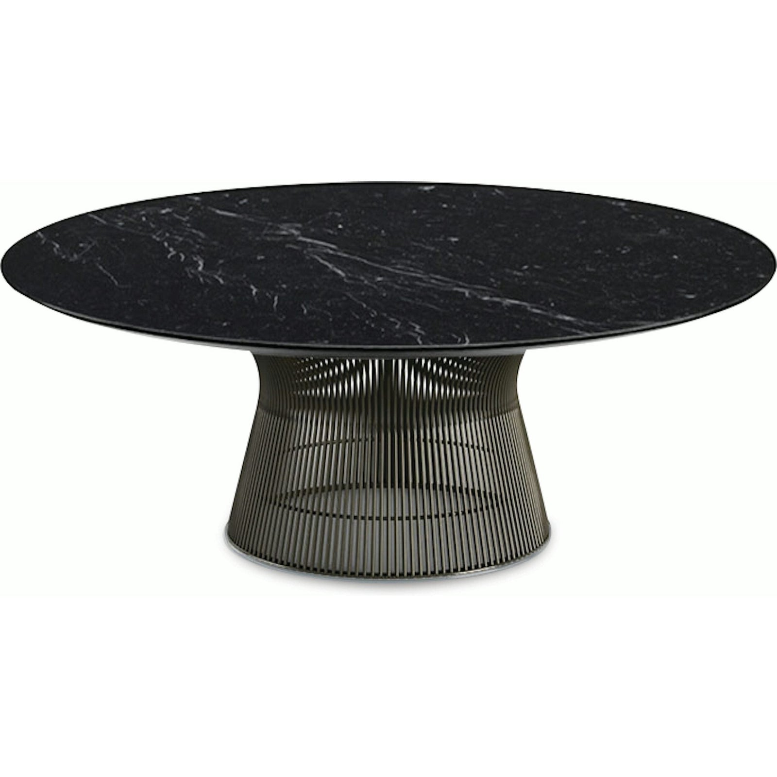 Platner Bronze 42" Coffee Table Coffee Tables Knoll Satin Finish Nero Marquina Marble Top: Black