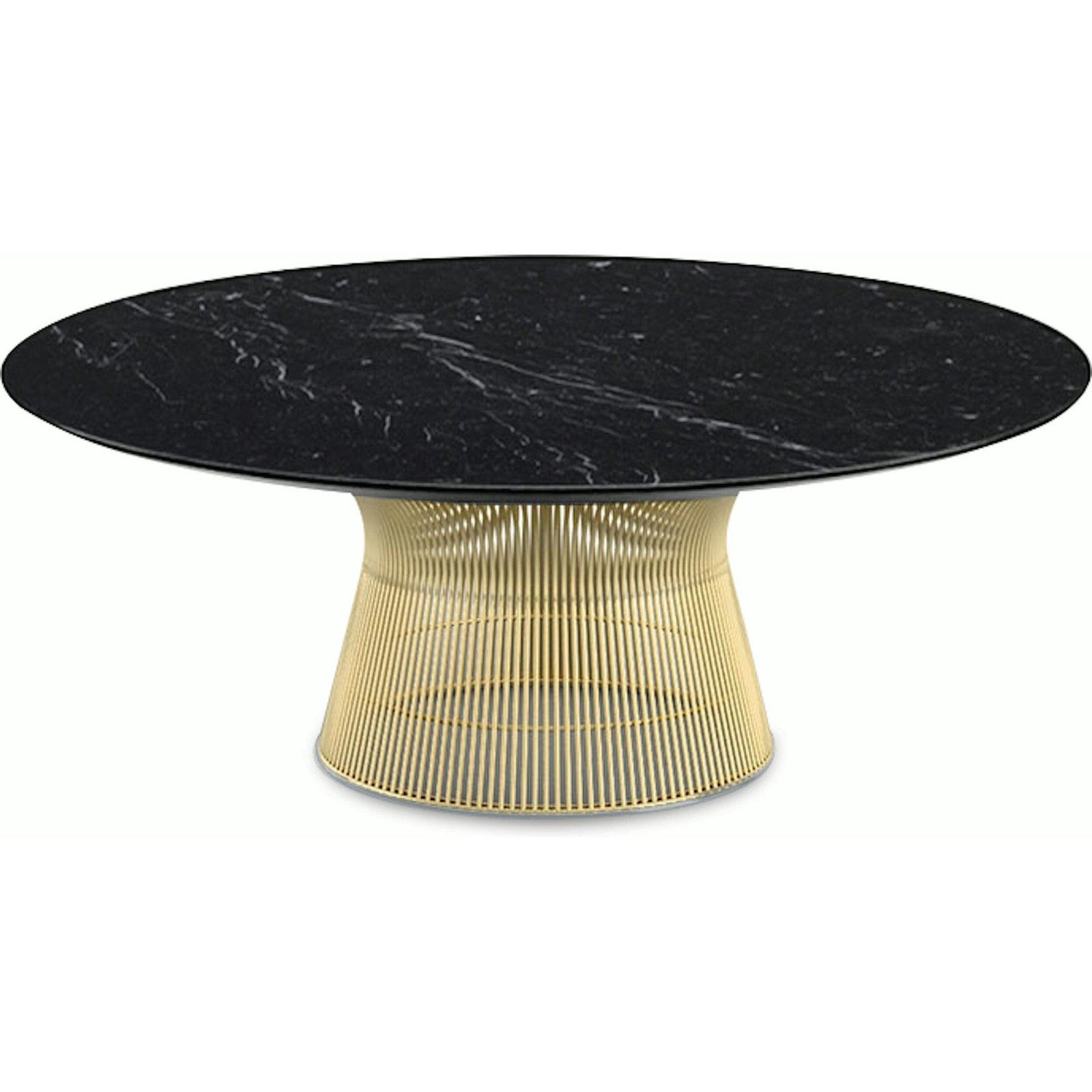 Platner Coffee Table - 42" in Gold Coffee Tables Knoll 18K Gold plated Nero Marquina marble, Satin finish