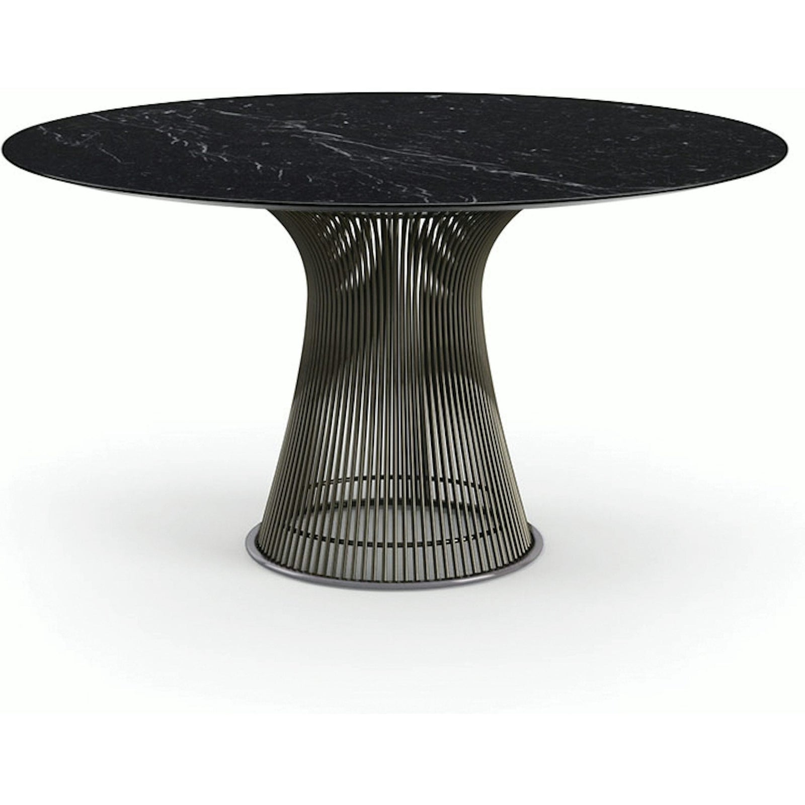 Platner Dining Table - 54 Inch Dining Tables Knoll Metallic Bronze Nero Marquina marble, Satin finish