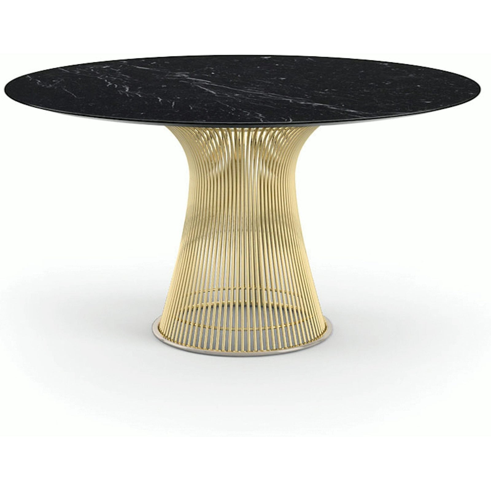 Platner Dining Table - 54 Inch Dining Tables Knoll 18K Gold Plated Nero Marquina marble, Satin finish