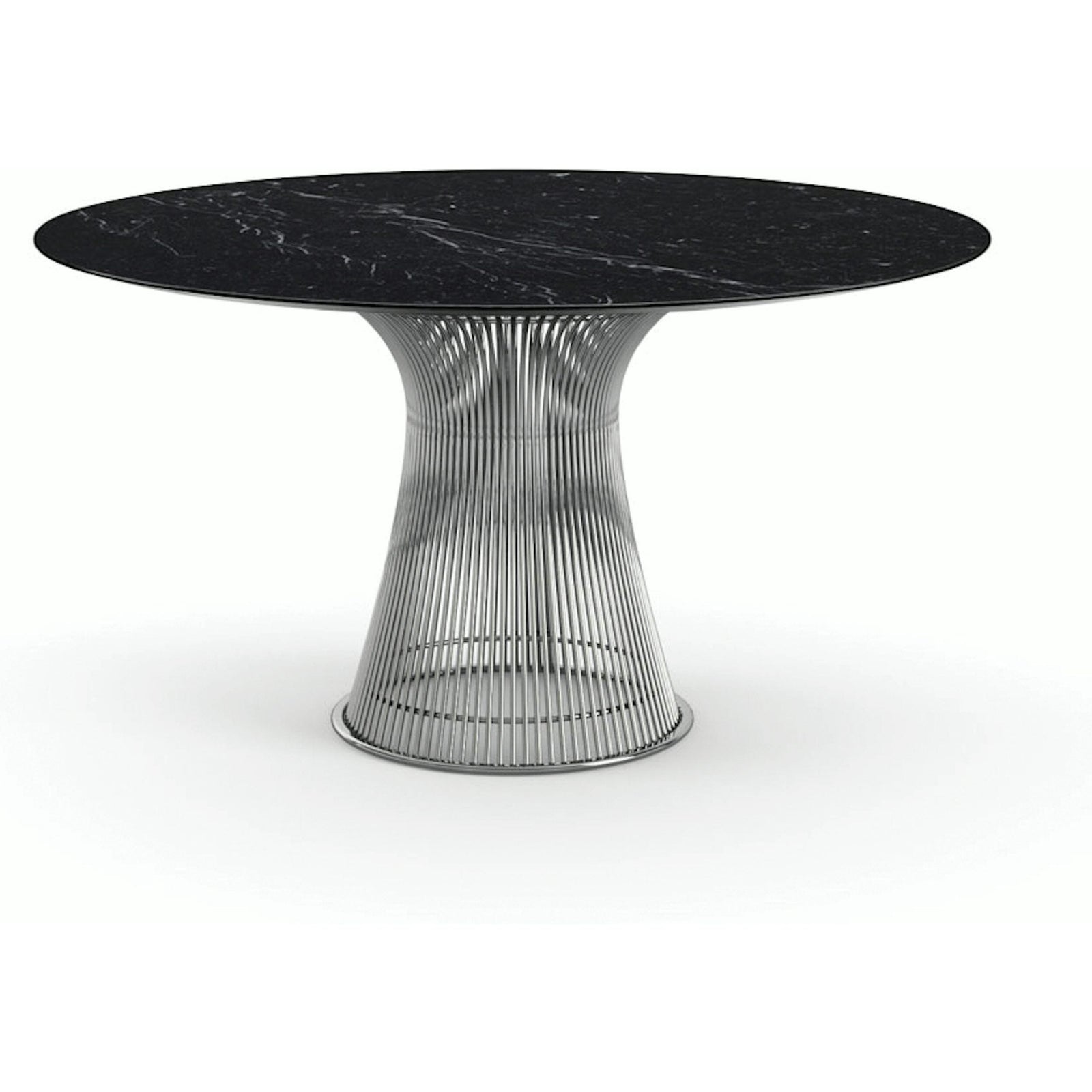Platner Dining Table - 54 Inch Dining Tables Knoll Polished Nickel Nero Marquina marble, Satin finish