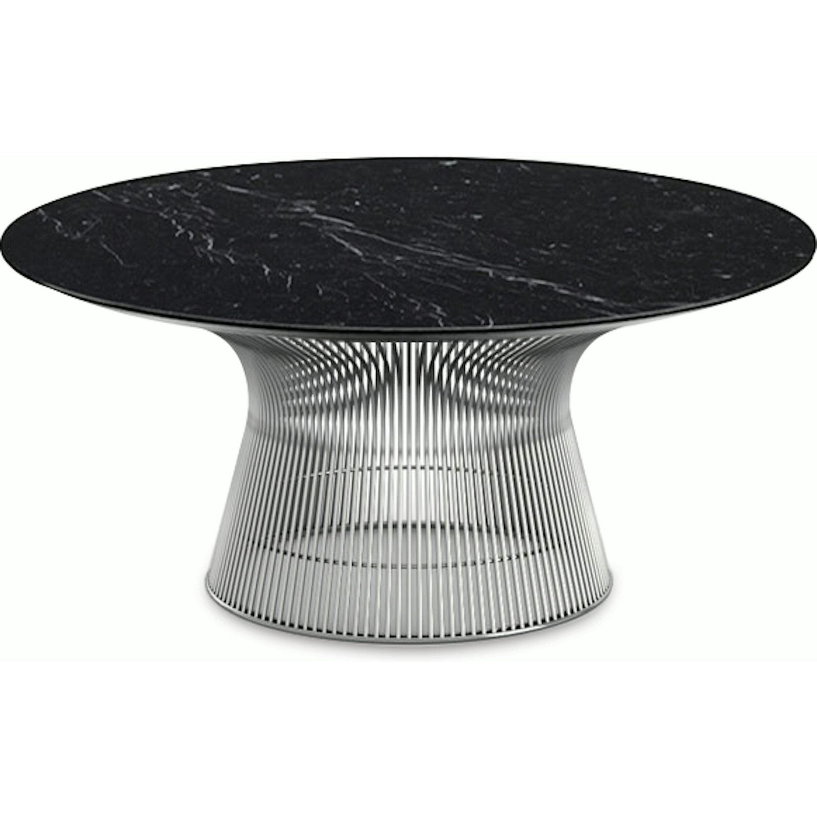 Platner Nickel 36" Coffee Table Coffee Tables Knoll Satin Finish Nero Marquina Marble Top: Black