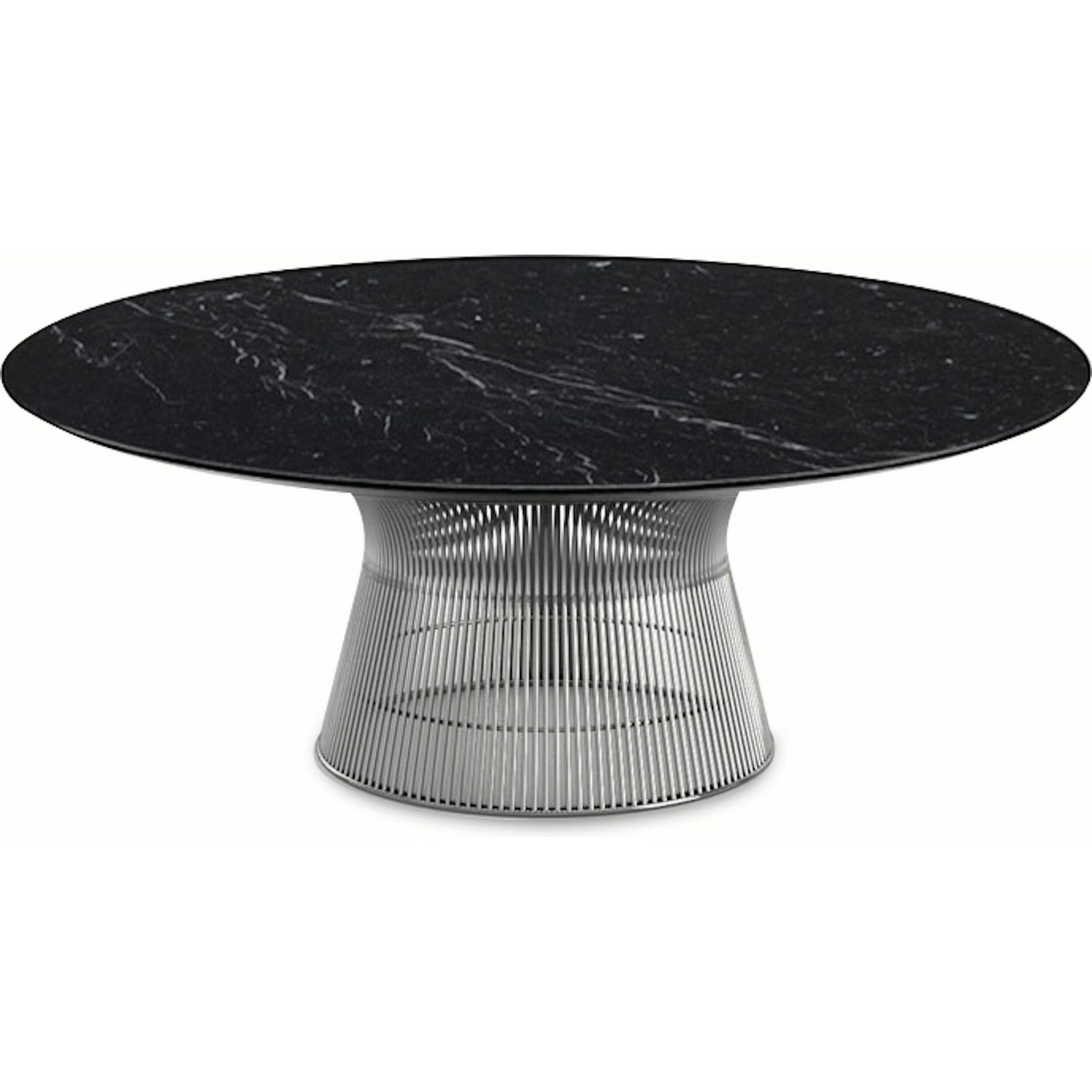 Platner Nickel 42" Coffee Table Coffee Tables Knoll Satin Finish Nero Marquina Marble Top: Black