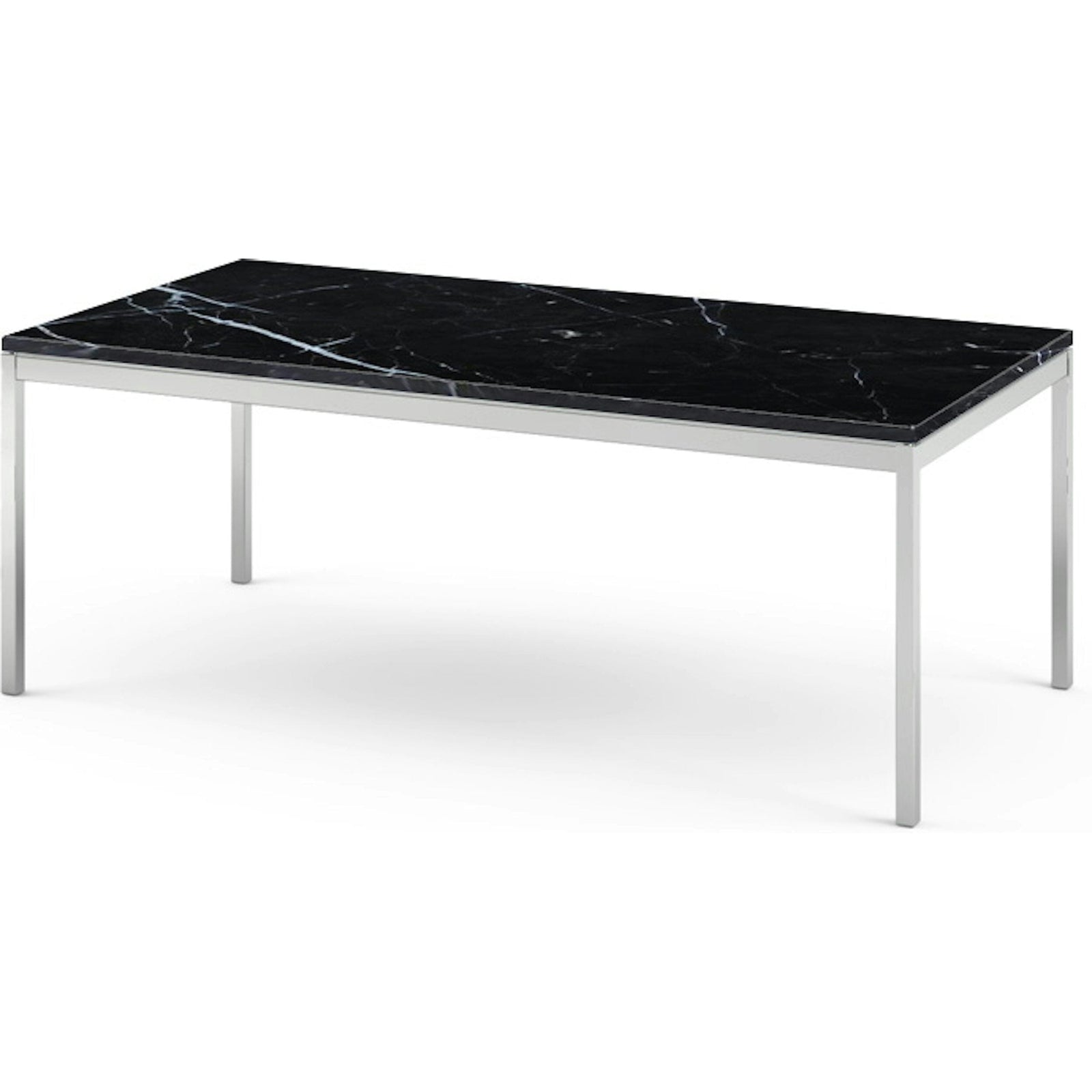 Florence Knoll Rectangular Coffee Table Coffee Tables Knoll polished chrome Nero Marquina marble, Shiny finish