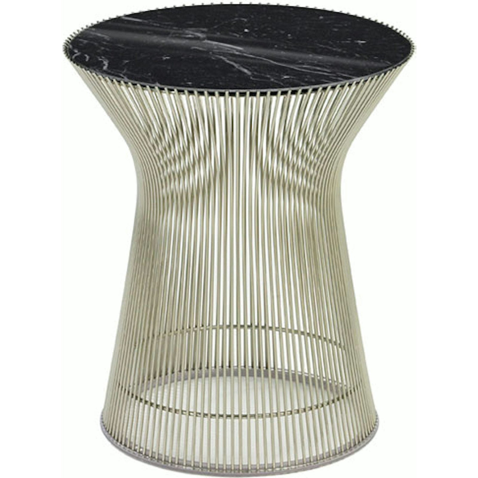 Platner Side Table side/end table Knoll Polished Nickel Nero Marquina marble, Shiny finish