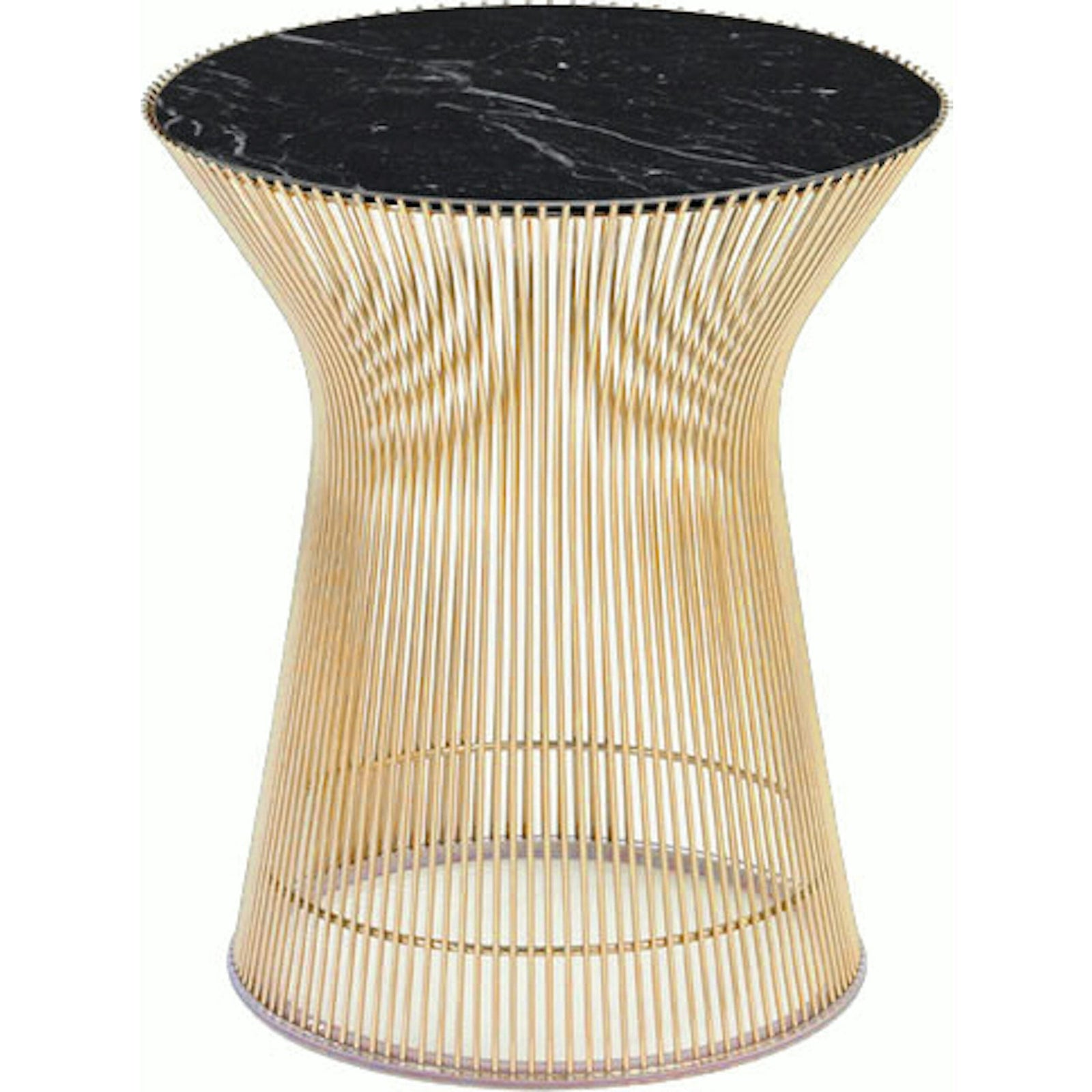 Platner Side Table - Gold side/end table Knoll 18K Gold plated Nero Marquina marble, Satin finish