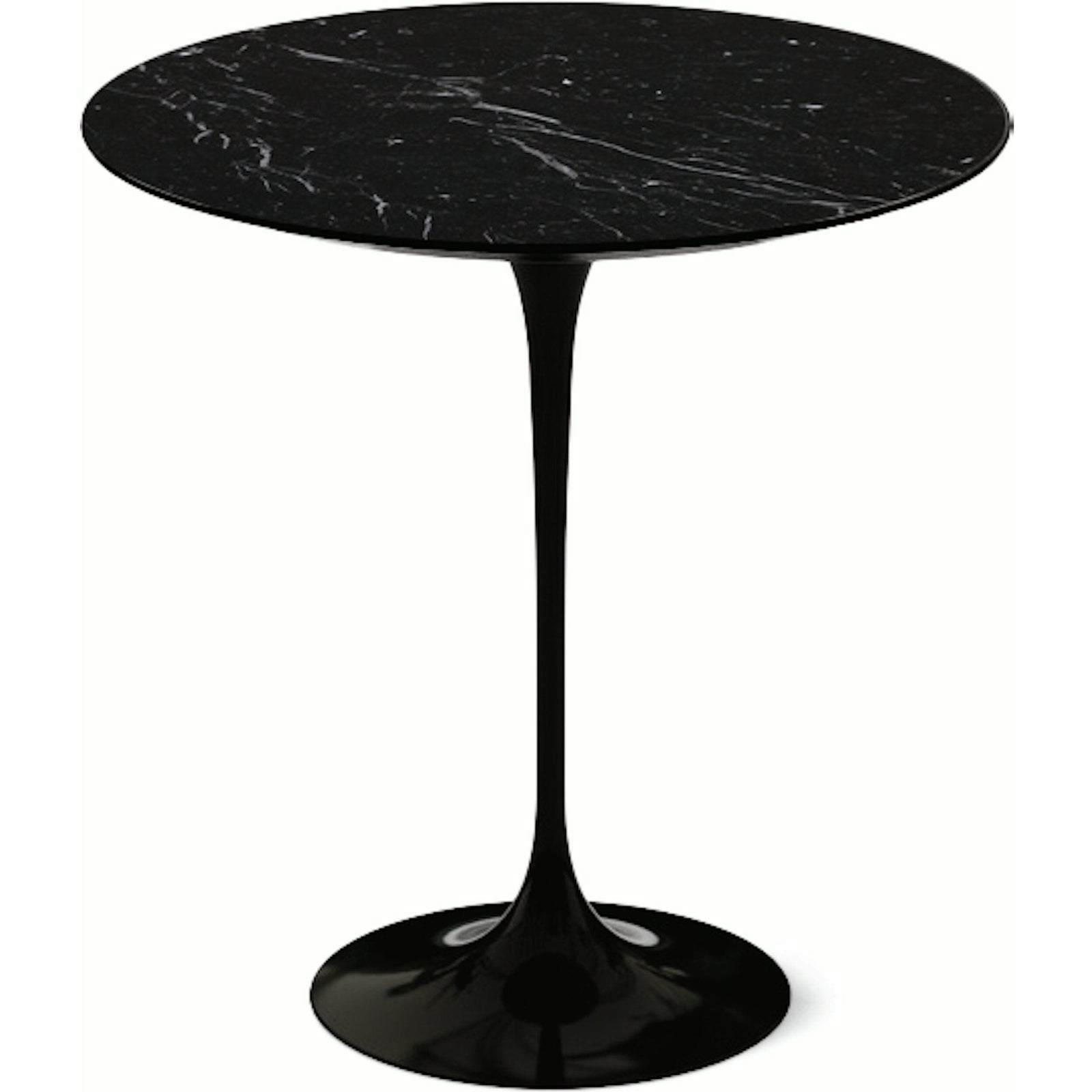 Saarinen Side Table - 20” Round side/end table Knoll Black Nero Marquina marble, Satin finish