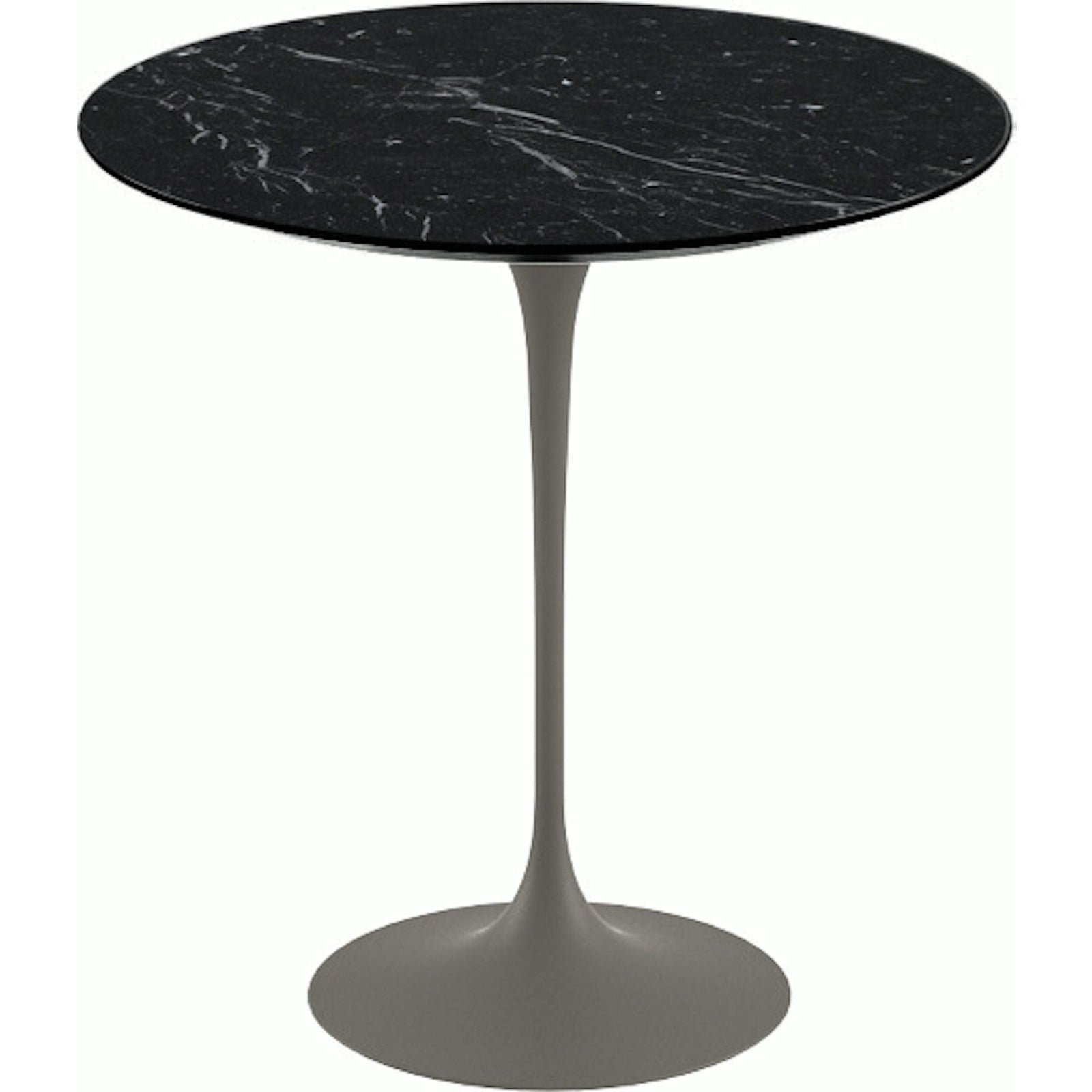 Saarinen Side Table - 20” Round side/end table Knoll Grey Nero Marquina marble, Satin finish