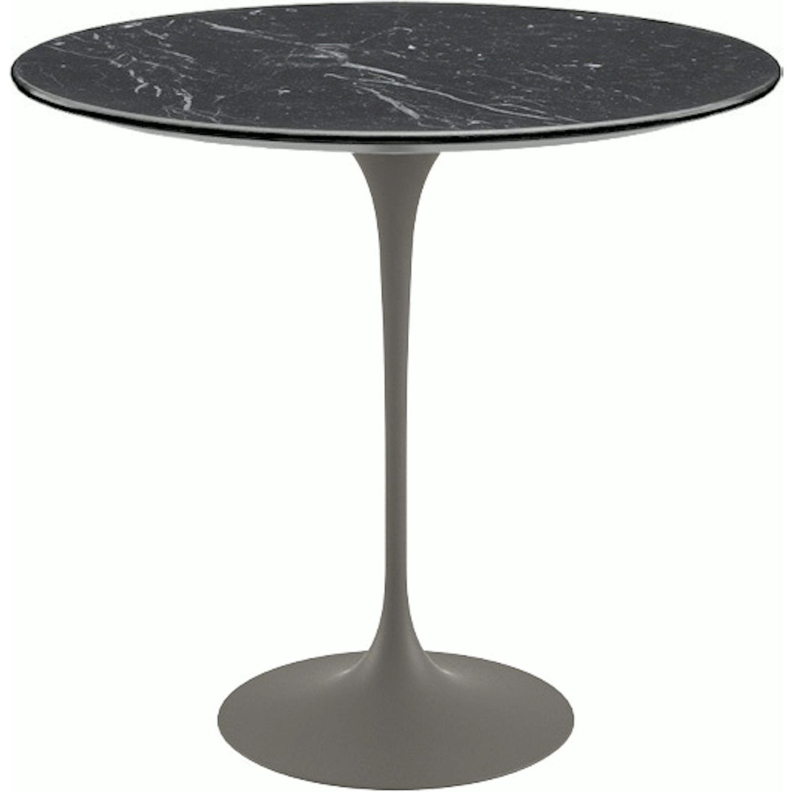 Saarinen Side Table - 22” Oval side/end table Knoll Grey Nero Marquina marble, Satin finish